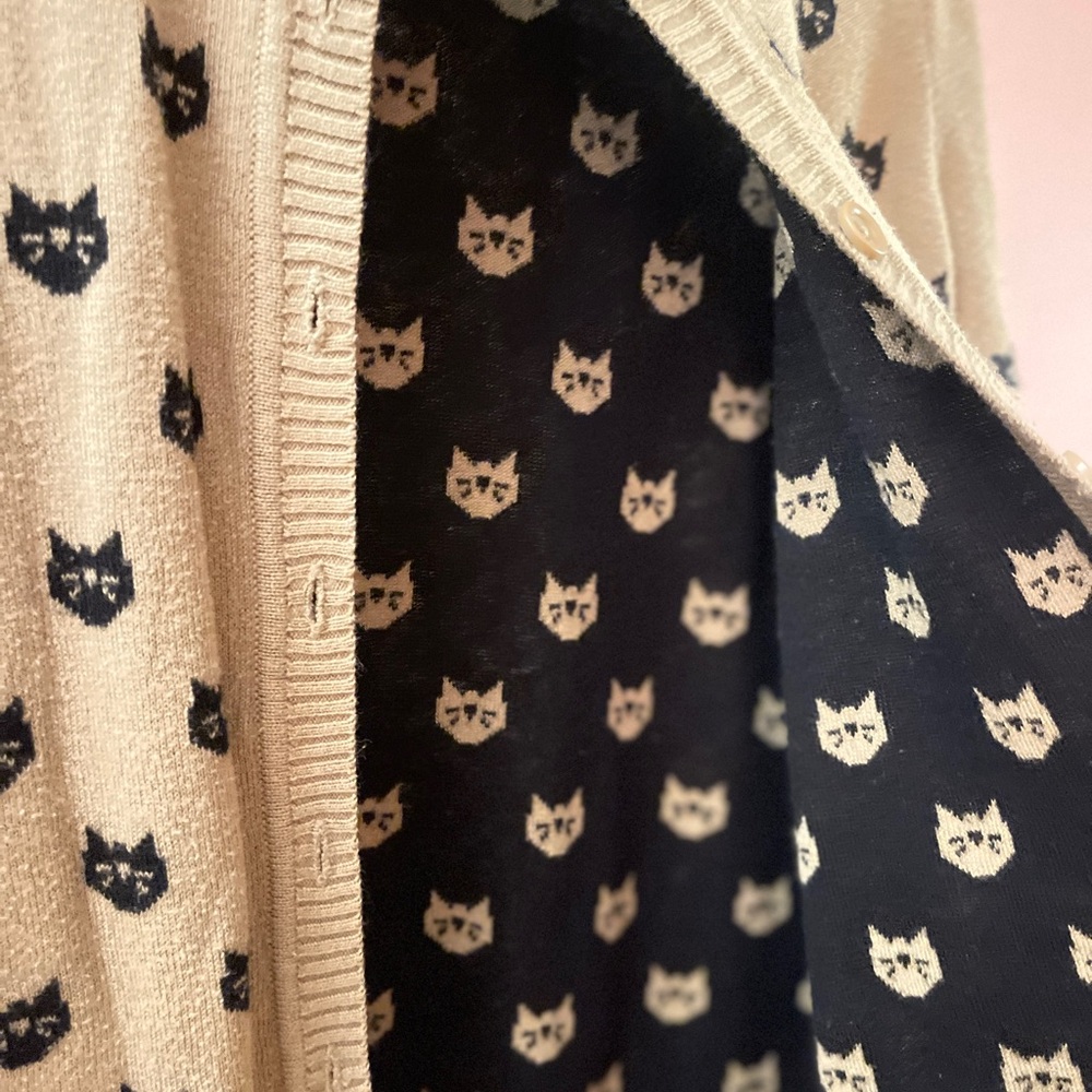 Cat Patterned Tan Sweater - Picture 3 of 4